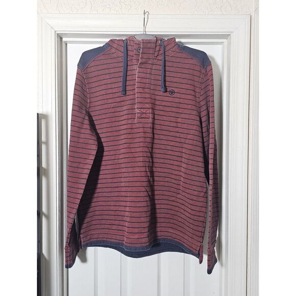 Fat Face Other - Fat Face Airlie Long Sleeve Knit Hoodie Men's Size Large Red Blue Striped